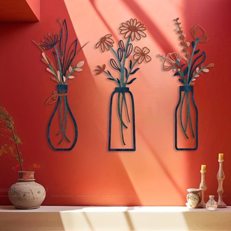 Interior Design Home Decor - 3 Büyük Çiçek Desenli Duvar Sanatı
