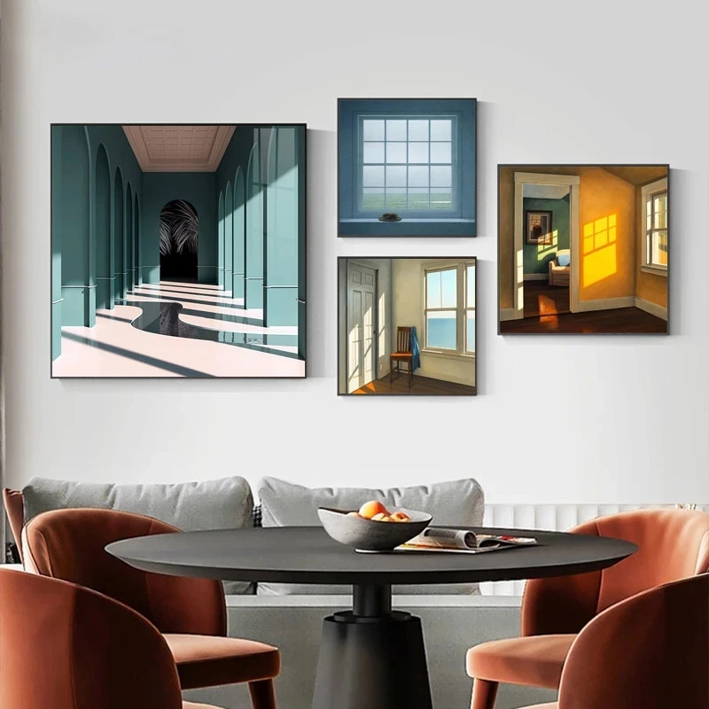 Interior Design Home Decor - Iskandinav Pencere Dış Manzara Tuval Boyama