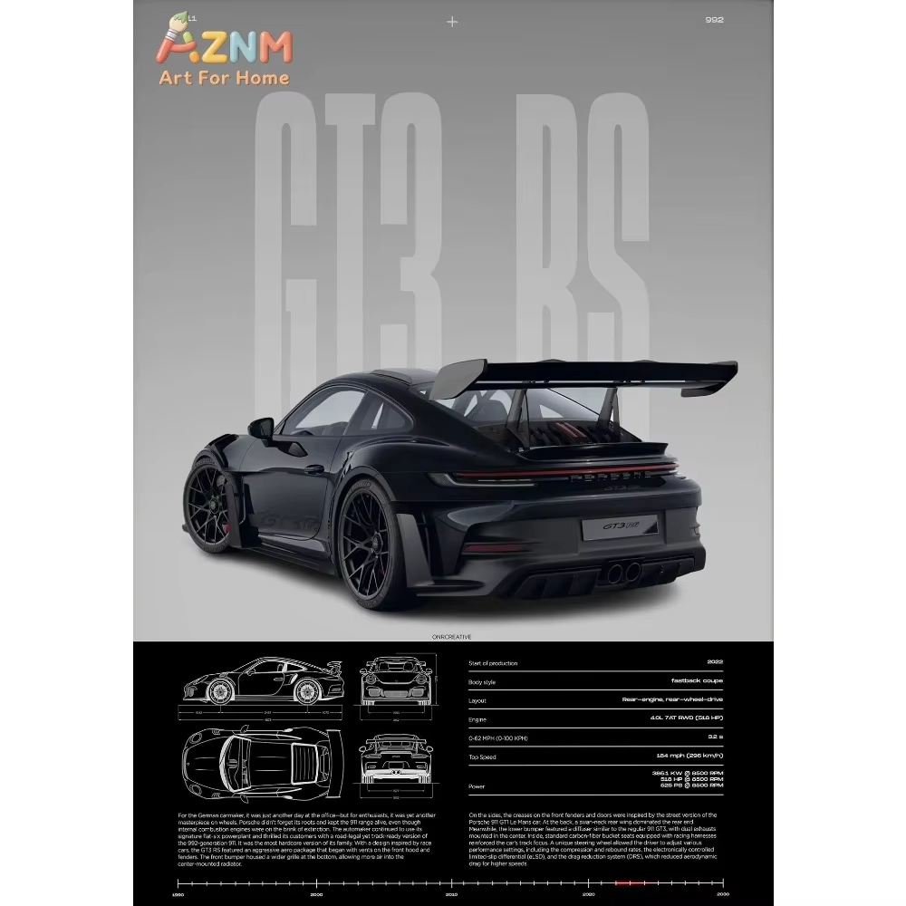 Interior Design Home Decor - 1 adet Minimalist 911 GT3-RS 718