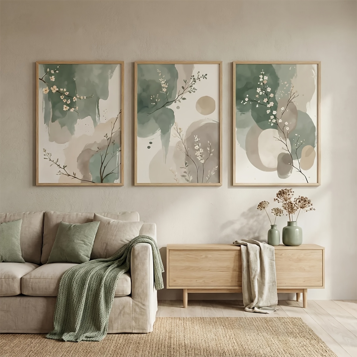 3 adet Japon Tarzı Bitki Tuval - Interior Design Office incelemesi ve fiyatı