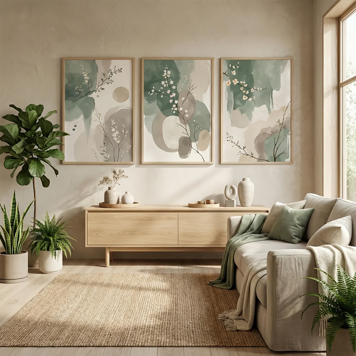 3 adet Japon Tarzı Bitki Tuval - Interior Design Office incelemesi ve fiyatı