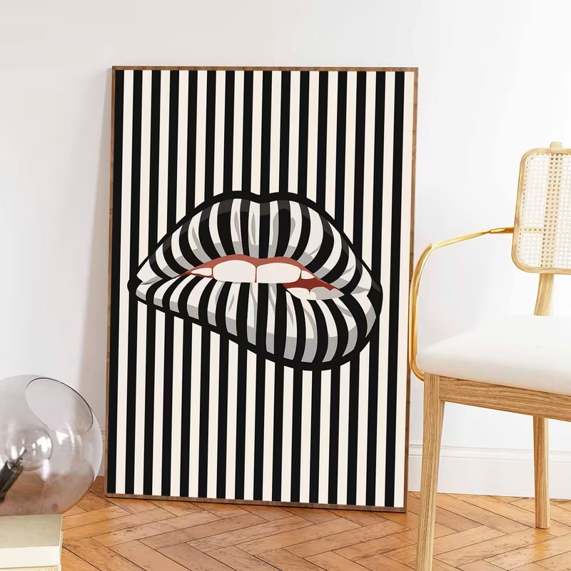 Basit ve Soyut Çizgili Dudak Ş - Interior Design Home Decor incelemesi ve fiyatı