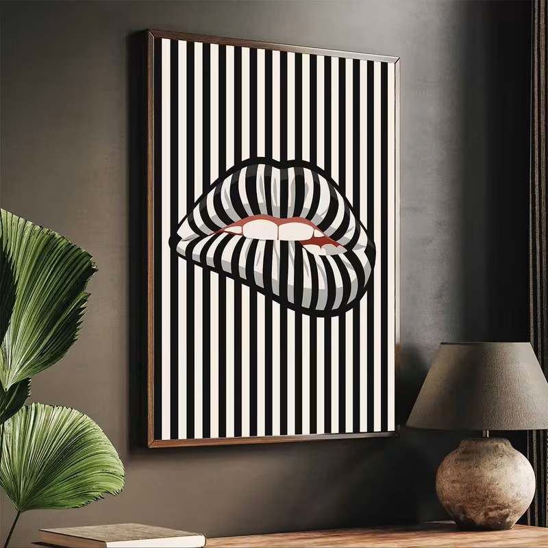 Basit ve Soyut Çizgili Dudak Ş - Interior Design Home Decor incelemesi ve fiyatı